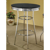 ZNTS Black and Chrome Round Bar Table B062P145567