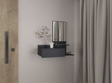 Vienna 23.6" Wide 3-Tier Shelf Floating Mirror Console Table, Full Extension Drawer Black B070P242499