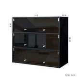 Black Glass Door Shoe Box Shoe Storage Cabinet With RGB Led Light W331P235039