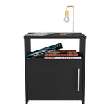 Nightstand, Single Door Cabinet, Metal Handle, One Shelf, Superior Top, Black B097120603