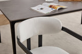 Modern Dining Room Chairs Set of 2, Mid-Century Upholstered Boucle Kitchen Dining Chairs with Black W3244P337430