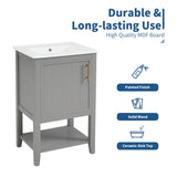 20" Bathroom Vanity with Sink, Bathroom Cabinet with Soft Closing Door, Storage Rack and Open Shelf, WF308492AAE