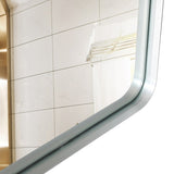 36x30inch Glossy Brushed Silver Rounded Corner Rectangle Wall Mirror For Bathroom Metal Frame Wall W2091126974