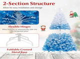 5ft Blue&White Xmas Tree - Flocked Snow-Melt Design, Sturdy Metal Stand, 456 Tips, Fireproof & 17188165