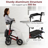 308lbs Foldable Rolling Walker 9" All-Terrain Tires, 7-Level Height , Wide Seat, 36704392