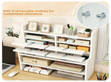 6-Tier Wooden Desktop Organizer, Adjustable Removable Shelves Craft Storage Rack with Anti-Fall 13638120