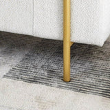 Elegant Upholstered Linen Storage Bench with Cylindrical Arms and Iron Legs for Hallway Living Room W487128010