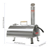 ZNTS Silver Pizza Oven Outdoor 12" Semi-Automatic Rotatable Pizza Ovens Portable Stainless Steel Wood 75722121