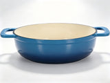 Cast iron 6QT cooking pot - Gradient blue - Includes two silicone gloves - Enamel pot 85024210