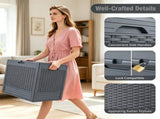 25 Gallon Outdoor Deck Box, Weatherproof PP Storage Chest with Rattan Texture, Lockable Patio 13630288
