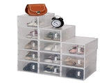 12 Pcs Plastic Shoe Storage Box, White PS Stackable Foldable Shoe Box with Transparent Door, 84175859