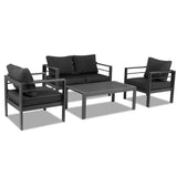 Aluminum Patio Furniture Set, 4 Pieces Modern Outdoor Conversation Set Sectional Sofa with Cushion 75618099