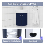 Corner Bathroom Vanity Sink Combo for Small Space Wall Mounted Cabinet Set, Ceramic Sink W99990112