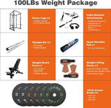 100lb Home Gym sets Multi-functional Power Cage,Home Adjustable Pullup Squat Rack 1000Lbs Capacity 79733446