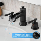 Bathroom Faucets for Sink 3 Hole Black 8 inch Widespread Bathroom Sink Faucet with Pop Up Drain W1932P180021