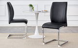 Luxury Simple Arch Chair - Set of 2 Black PU Material High Resilience Dining Chair with Arched Metal W1151P154868