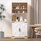 Pantry Cabinet with 2 Doors, 3-Tier Modern Kitchen Cabinet with Shelves, Freestanding Larder W409P225879
