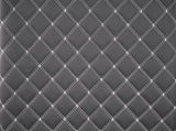 Sleek Contemporary Style Side Chairs Set of 2, Gray Faux Leather Diamond Pattern Stitching Chrome B011P220983