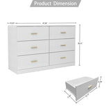 ZNTS Modern White 6-Drawer Dresser for Bedroom - Ample Storage Wide Chest of Drawers, Sturdy & Safe W1785136021