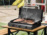 3-Burner Flat Top Gas Griddle Cooking Station with Ceramic Coated Cast Iron Pan, 96035868