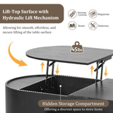 U-Can 47.2''Lift Top Coffee Table with 360-degree Marble-patterned rotating tray,Hidden Compartment, N724P228920B