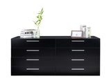 8 Drawer Double Dresser for Bedroom, Wide Storage Cabinet for Living Room Home Entryway, Black 07572522