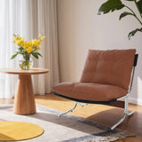 Leather Armchair, Modern Accent Chair High Back, Living Room Chairs with Metal Legs and Soft Padded, W2105P303635
