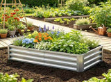 4' x 2' x 1' Galvanized Raised Garden Bed for Patio Herb Gardening, Sturdy Metal Planter Box 95807559