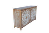 60"Wood Accent Cabinet with 4 Doors, Brown and antique white Modern Pantry Wood Buffet W2295P306897