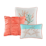 7 Piece Cotton Sateen Comforter Set Coral King B03596889