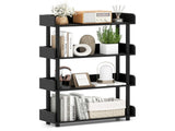 4-Tier Anti-Tipping Open Bookcase with Elevated Legs, Black Display Rack for Home Office 37815024