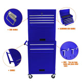 Tool Cabinet on Wheels, 6-Drawer Lockable Rolling Tool Chest w/ 4 Universal Wheels, 2 in 1 W110282273
