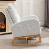 ZNTS Accent Rocking Chair with Footrest High Back Rubber Wood Rocking Legs Bedroom Living Space 26.77D X W2231P143508