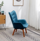 ZNTS Leiria Contemporary Silky Velvet Tufted Accent Chair with Ottoman, Blue T2574P164272