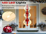 Christmas Wreath Set 3 Festive Wreaths with 450 LEDs, Red Ribbon, IP44 Weatherproof, No Assembly, 08194404