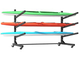 41"H Freestanding Kayak Storage Rack Holds 3 Kayaks, Heavy-Duty Adjustable Stand with Lockable T2398P305830