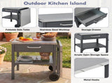 Outdoor Kitchen Cart Foldable Outdoor Prep Station Portable BBQ Cart Grill Cart with Foldable Top N719P407403E