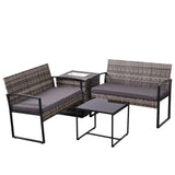 4 Piece Outdoor PE Wicker Furniture Set, Patio Gray Rattan Sectional Sofa Couch with Washable T2712P343642