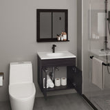 Blake Bathroom Mirror Cabinet with Two Interior Shelves, Wall-Mounted Storage Black B070P316868