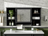3-in-1 Bathroom Mirror Cabinet, 41-inch Wall Mounted Medicine Cabinet with Adjustable Shelf & Soft N710P358613B