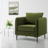 Accent Chair for Living Room, Velvet Comfy Single Sofa Chair Mid-Century Modern Armchair with 1 W3244P325833