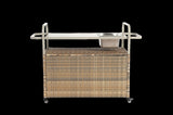 Outdoor Bar Table, Wicker Bar Cart with Cabinet, Patio Serving Cart with steel Top, with one ice W640P253278