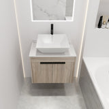 ZNTS 24 " Modern Design Float Bathroom Vanity With Ceramic Basin Set, Wall Mounted White Oak Vanity With 61035448