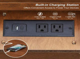 Farmhouse 3 Drawer Nightstand with Charging Station, Wood Dresser Chest of Drawers with USB & Type-C W3720P568498