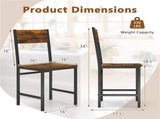4 PCS Industrial Dining Chairs, 330LBS Capacity Metal Frame Kitchen Side Chairs, Rustic Brown 73246586