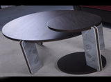Modern Coffee Table with End Table Set, Durable walnut veneered MDF 83cm diameter Center Table with W2899P405895