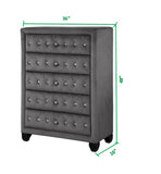 Modern Style Crystal Tufted Upholstery 5-Drawer Chest finished with Velvet Fabric made with Wood in 733569252343
