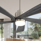 52 Inch Modern Ceiling Fan With Dimmable LED Light 5 Solid Wood Blades Smart Remote Control W934P264729
