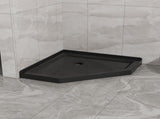 Goodyo 36 in. D x 36 in. W x 3.4 in. H Corner Drain Neo-Angle Shower Base Black, No Drain Kit D163147917