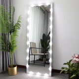 Hollywood Full Length Mirror with Lights Full Body Vanity Mirror with 3 Color Modes Lighted Standing W70832319